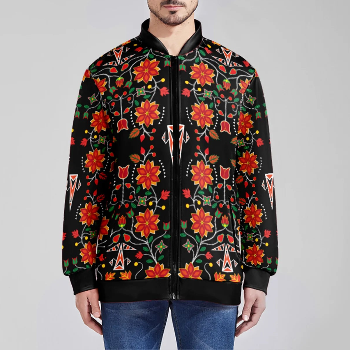 Floral Beadwork Six Bands Youth Lightweight Jacket