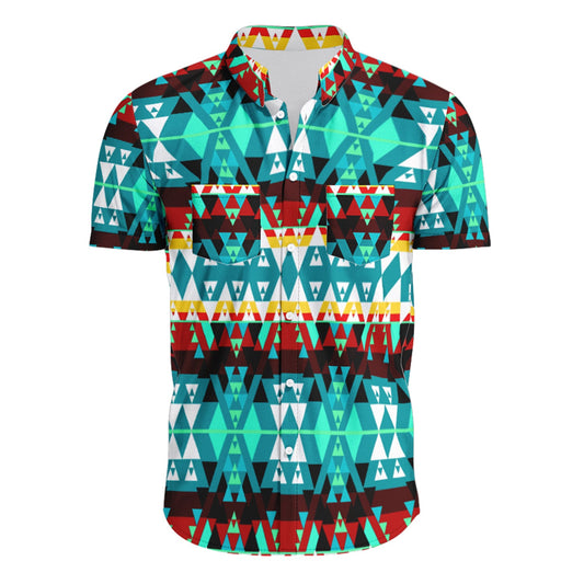 Writing on Stone Wheel Hawaiian-Style Button Up Shirt