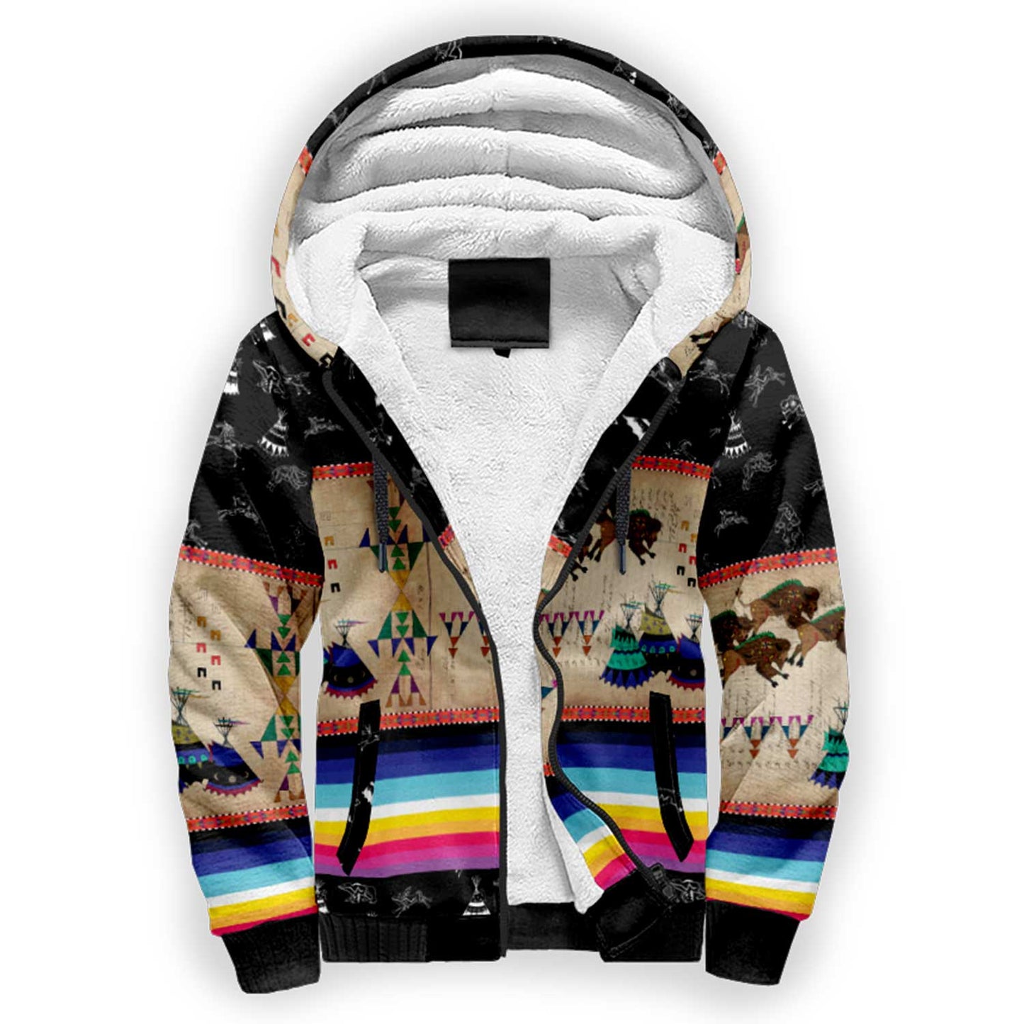 Buffalos Running Black Sky Sherpa Hoodie