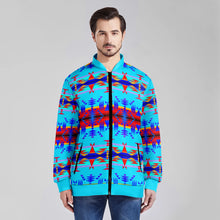 Load image into Gallery viewer, Between the Mountains Blue Zippered Collared Lightweight Jacket
