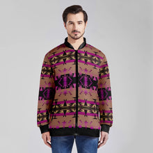 Load image into Gallery viewer, Between the Mountains Berry Zippered Collared Lightweight Jacket
