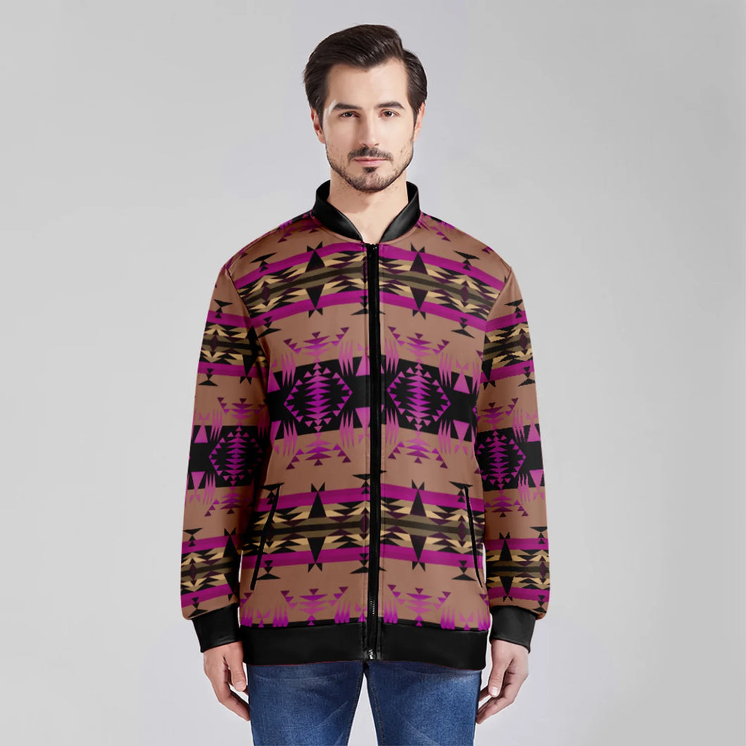 Between the Mountains Berry Zippered Collared Lightweight Jacket