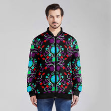 Load image into Gallery viewer, Floral Beadwork Four Clans Winter Zippered Collared Lightweight Jacket
