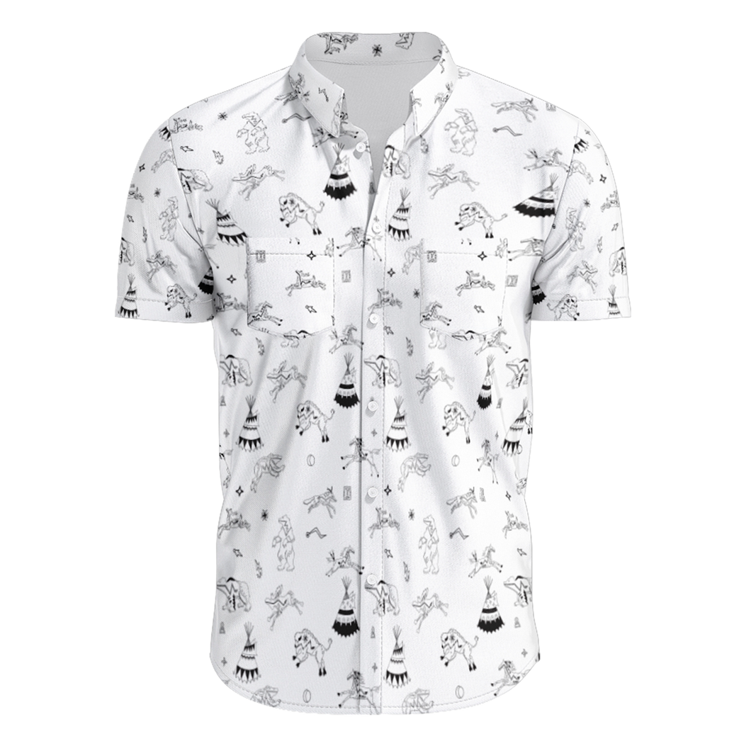 Ledger Dables White Hawaiian-Style Button Up Shirt