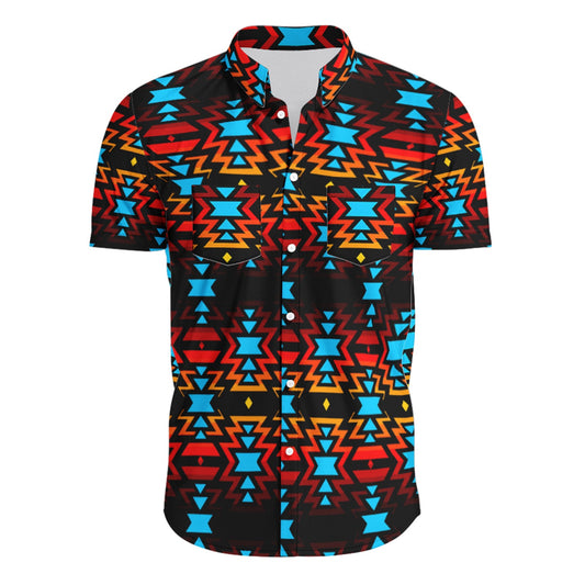 Black Fire Hawaiian-Style Button Up Shirt