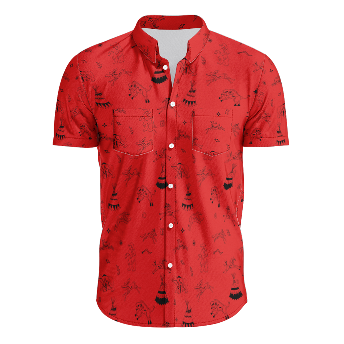 Ledger Dables Red Hawaiian-Style Button Up Shirt