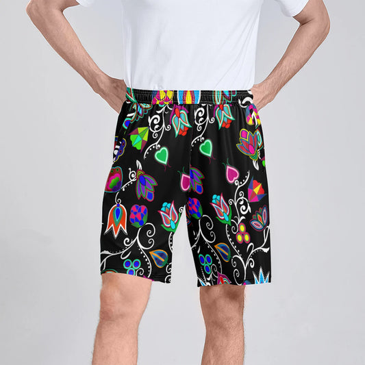 Indigenous Paisley Black Athletic Shorts with Pockets