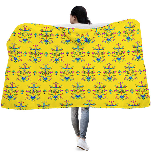 Dakota Damask Yellow Hooded Blanket