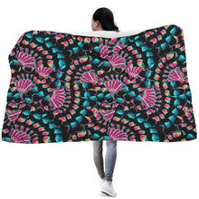 Load image into Gallery viewer, Hawk Feathers Heat Map Hooded Blanket
