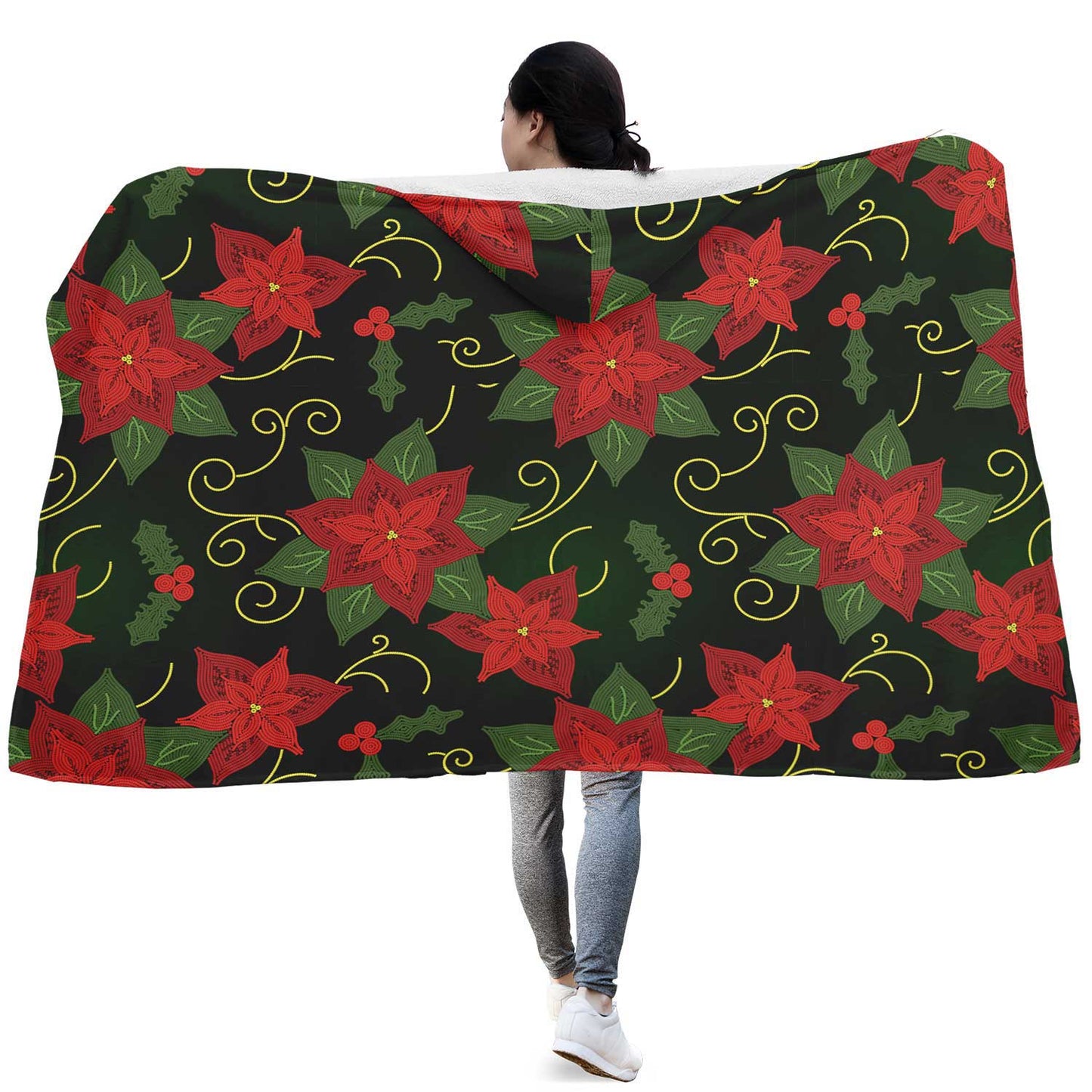 Poinsetta Parade Hooded Blanket