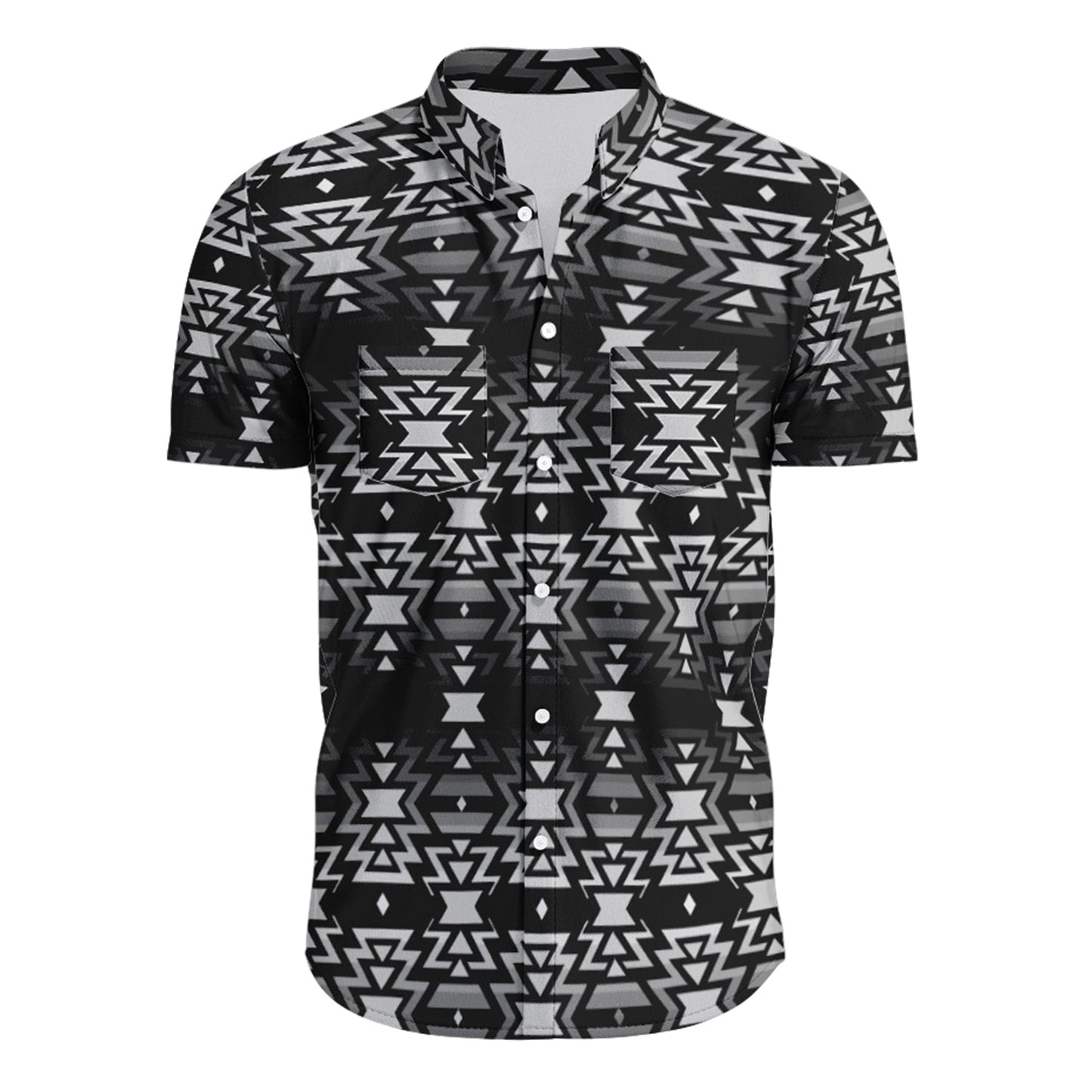 Black Fire Black and Gray Short Sleeve Button Up