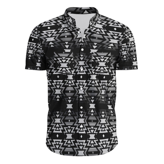 Black Fire Black and Gray Short Sleeve Button Up