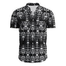 Load image into Gallery viewer, Black Fire Black and Gray Hawaiian-Style Button Up Shirt
