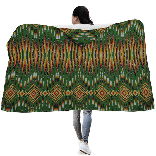 Fire Feather Green Hooded Blanket