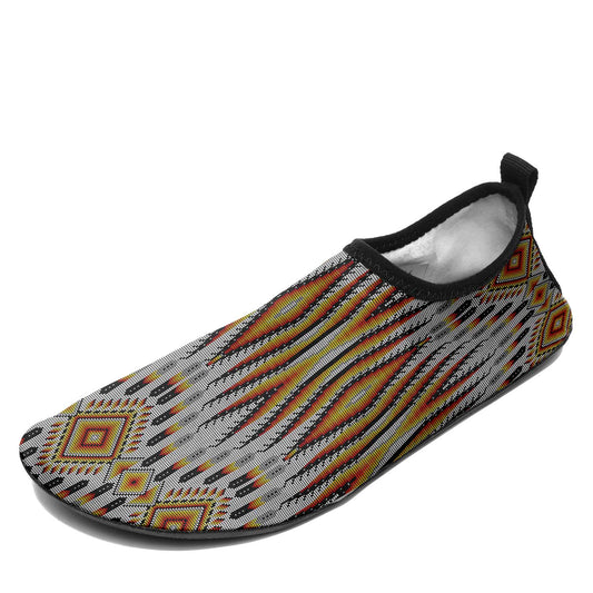 Fire Feather White Kid's Sockamoccs Slip On Shoes