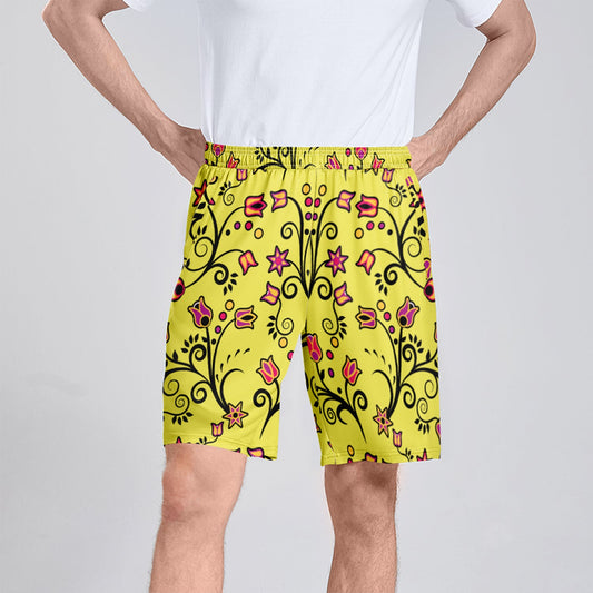 Key Lime Star Athletic Shorts with Pockets