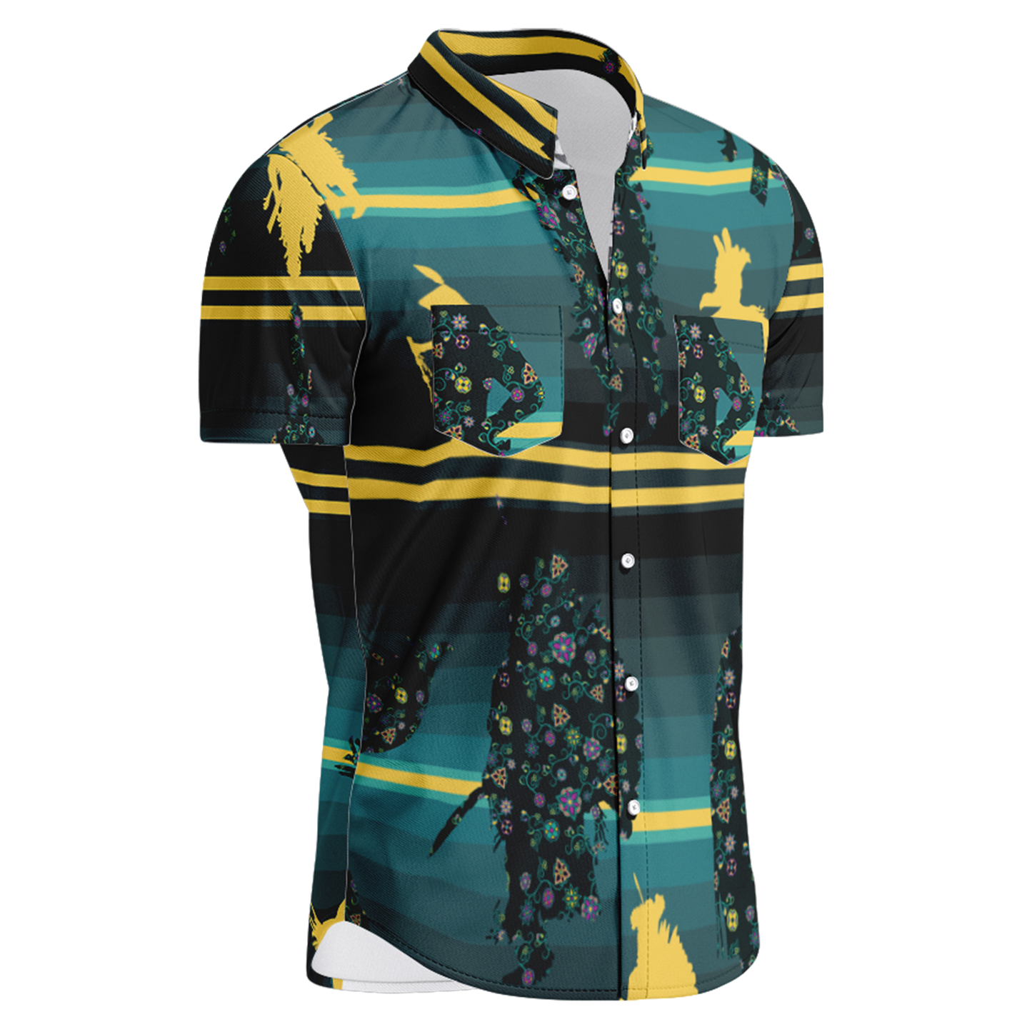 Dancers Inspire Green Short Sleeve Button Up