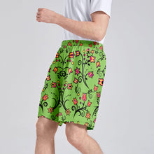 Load image into Gallery viewer, LightGreen Yellow Star Athletic Shorts with Pockets
