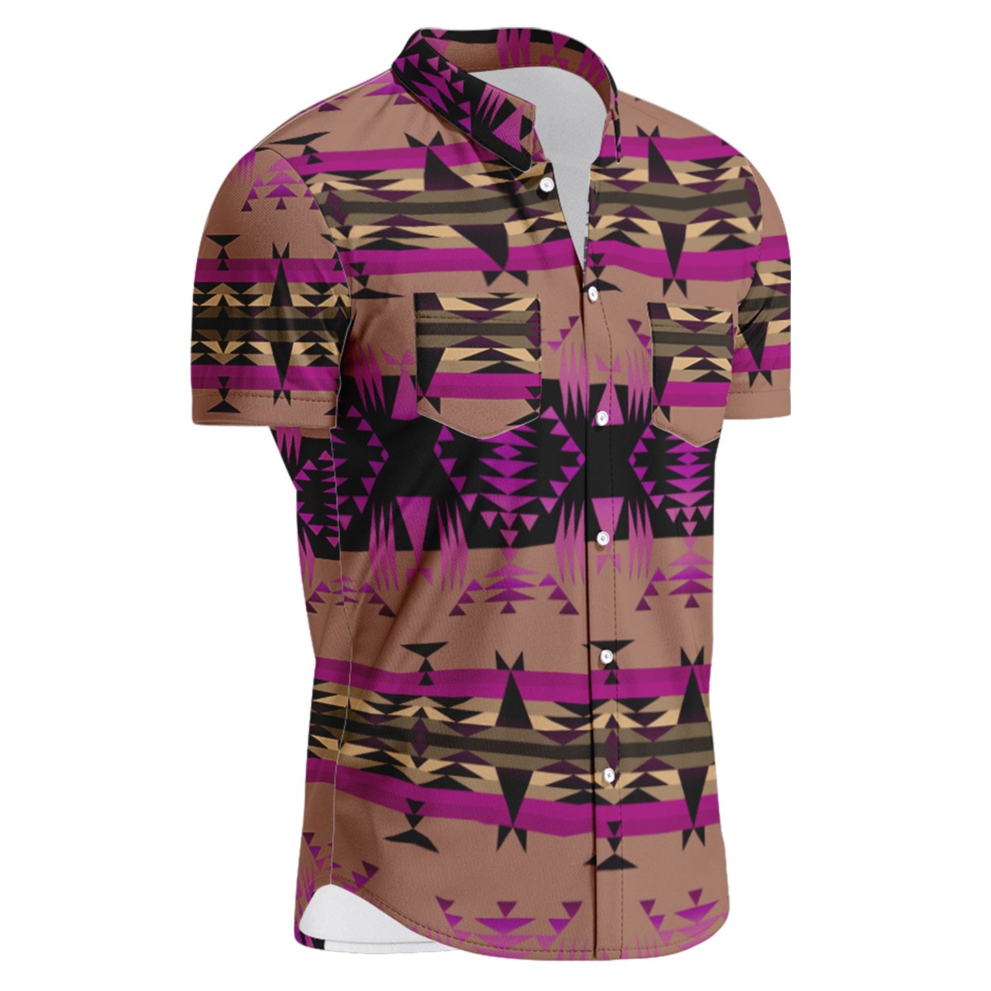 Between the Mountains Berry Short Sleeve Button Up