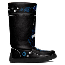 Load image into Gallery viewer, Bear Paw Blue Black Real Leather MocLux
