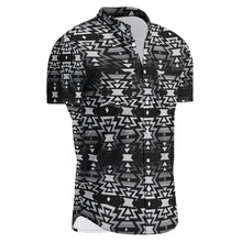 Load image into Gallery viewer, Black Fire Black and Gray Hawaiian-Style Button Up Shirt
