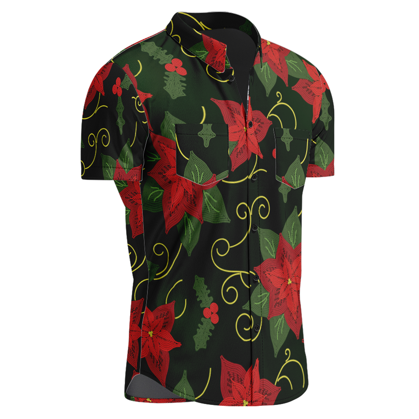 Poinsetta Parade Hawaiian-Style Button Up Shirt