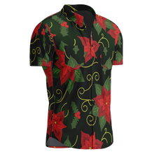 Load image into Gallery viewer, Poinsetta Parade Hawaiian-Style Button Up Shirt
