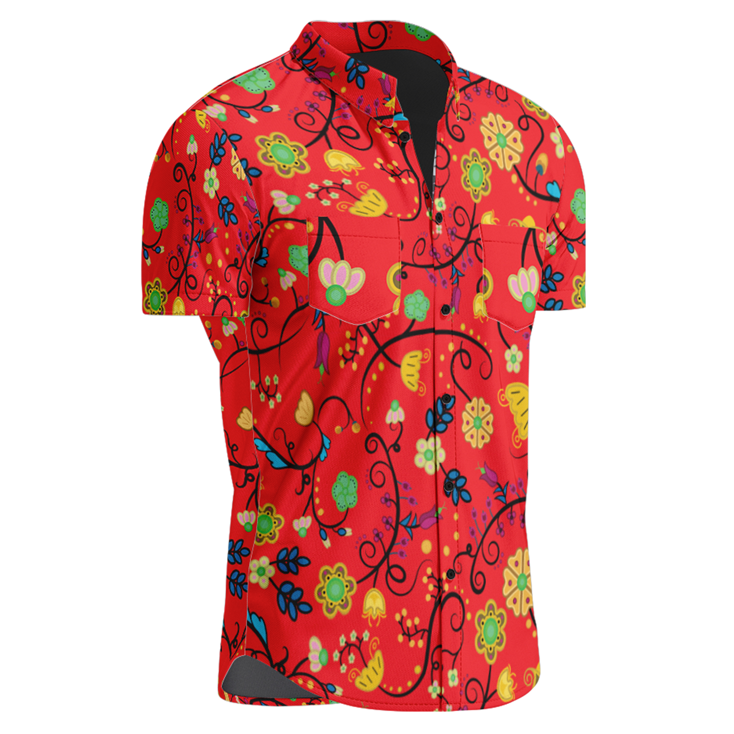 Nipin Blossom Fire Hawaiian-Style Button Up Shirt