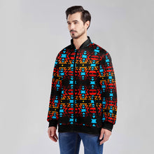 Load image into Gallery viewer, Black Fire and Sky Zippered Collared Lightweight Jacket
