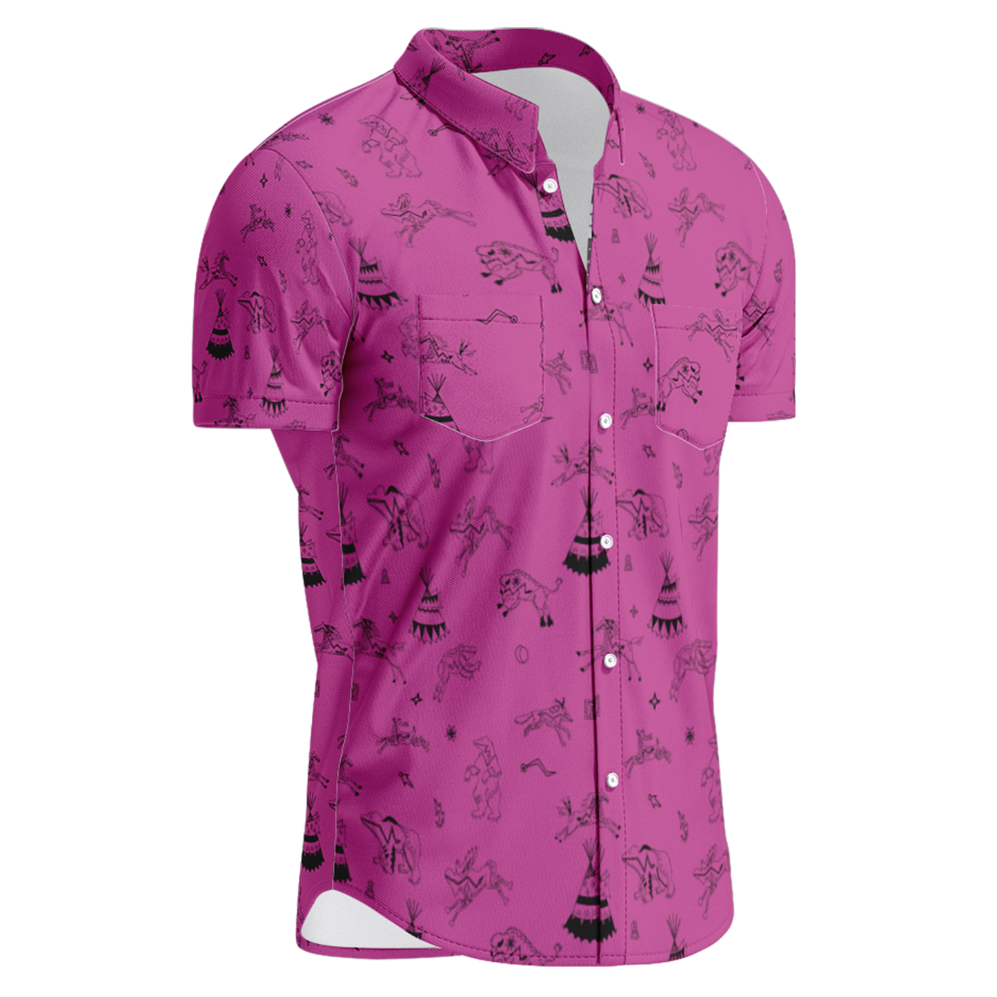 Ledger Dables Magenta Hawaiian-Style Button Up Shirt