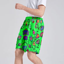 Load image into Gallery viewer, Indigenous Paisley Green Athletic Shorts with Pockets
