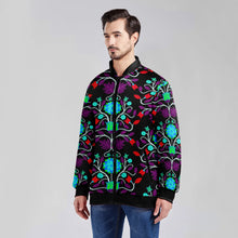 Load image into Gallery viewer, Floral Beadwork Four Clans Winter Youth Zippered Collared Lightweight Jacket
