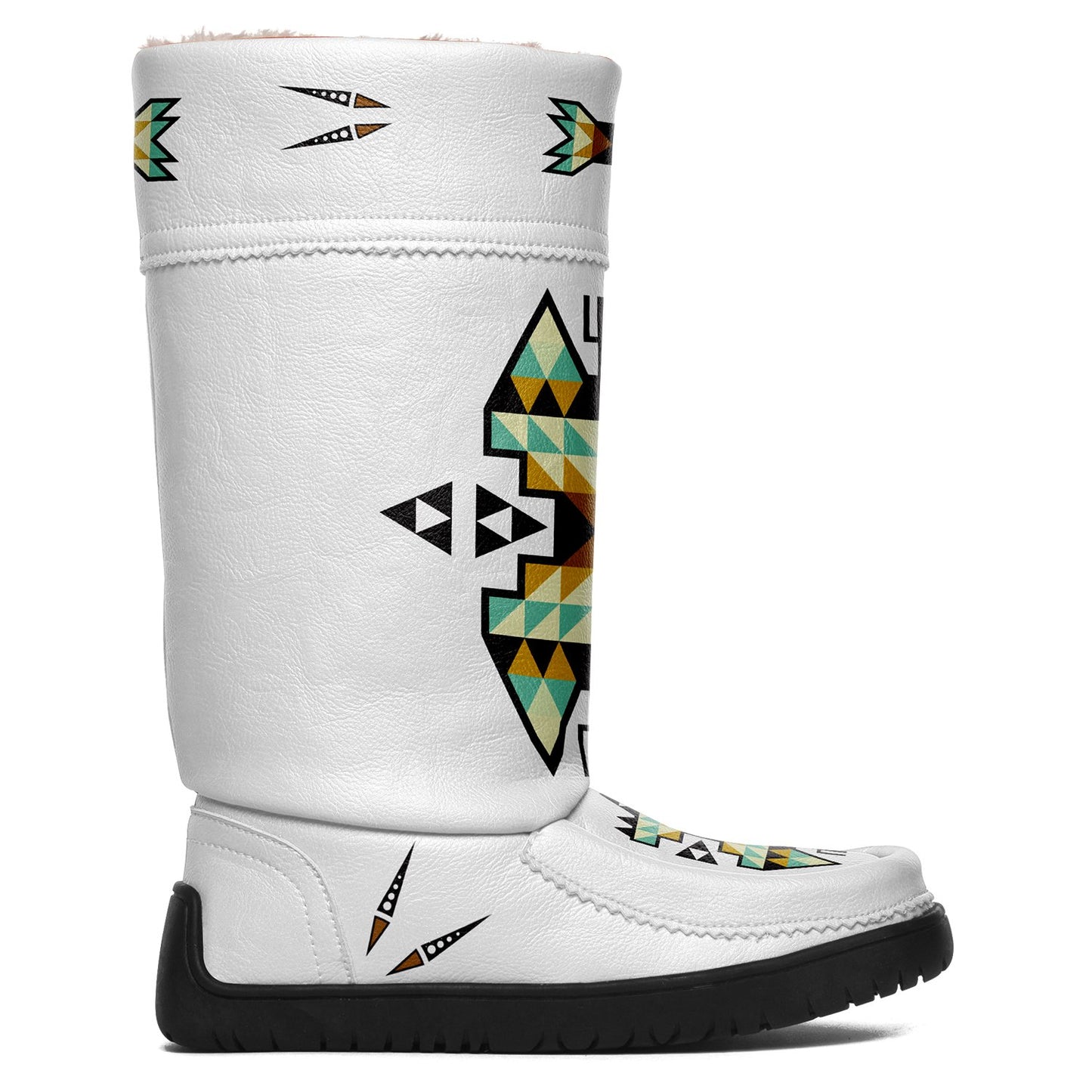 Geometric Earth Tone Real Leather MocLux