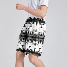 Load image into Gallery viewer, Between the Mountains White and Black Athletic Shorts with Pockets
