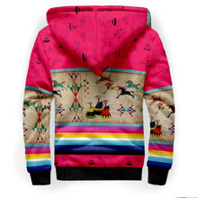 Load image into Gallery viewer, Horses Running Berry Sherpa Hoodie
