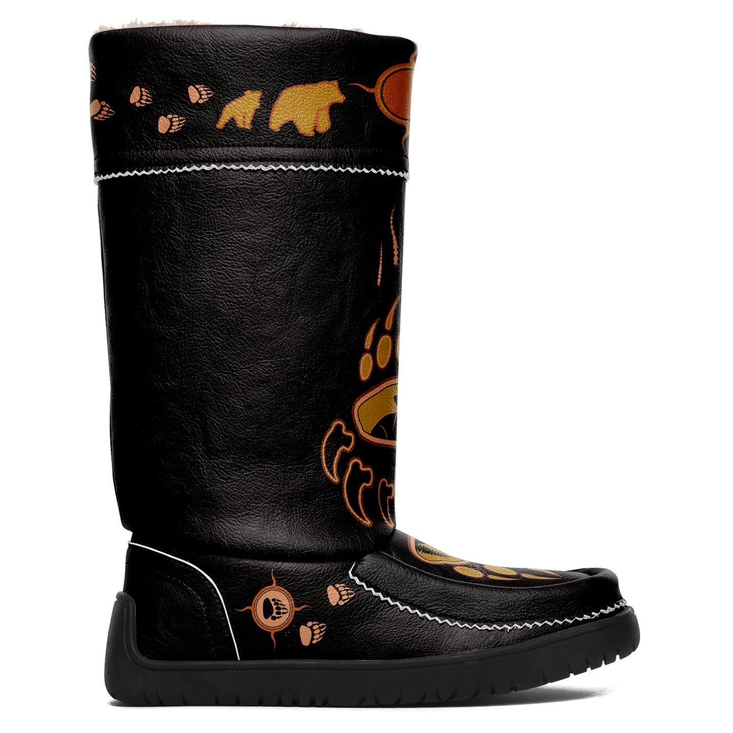 Bear Paw Tan Black Real Leather MocLux