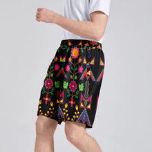 Load image into Gallery viewer, Geometric Floral Spring Black Athletic Shorts with Pockets
