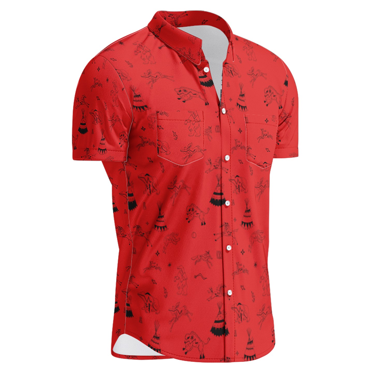 Ledger Dables Red Hawaiian-Style Button Up Shirt