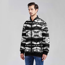 Load image into Gallery viewer, Okotoks Black and White Zippered Collared Lightweight Jacket
