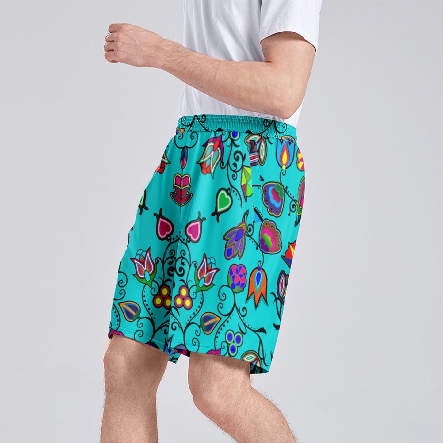 Indigenous Paisley Sky Athletic Shorts with Pockets