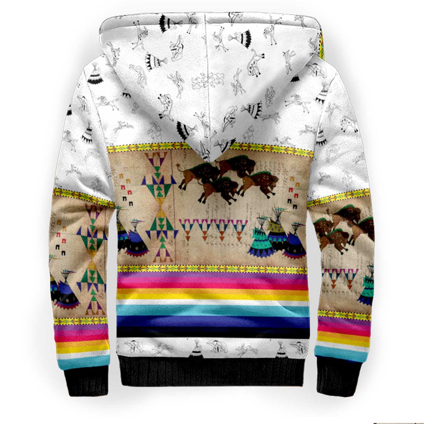 Buffalos Running White Clay Sherpa Hoodie