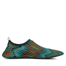 Load image into Gallery viewer, Fire Feather Turquoise Kid&#39;s Sockamoccs Slip On Shoes
