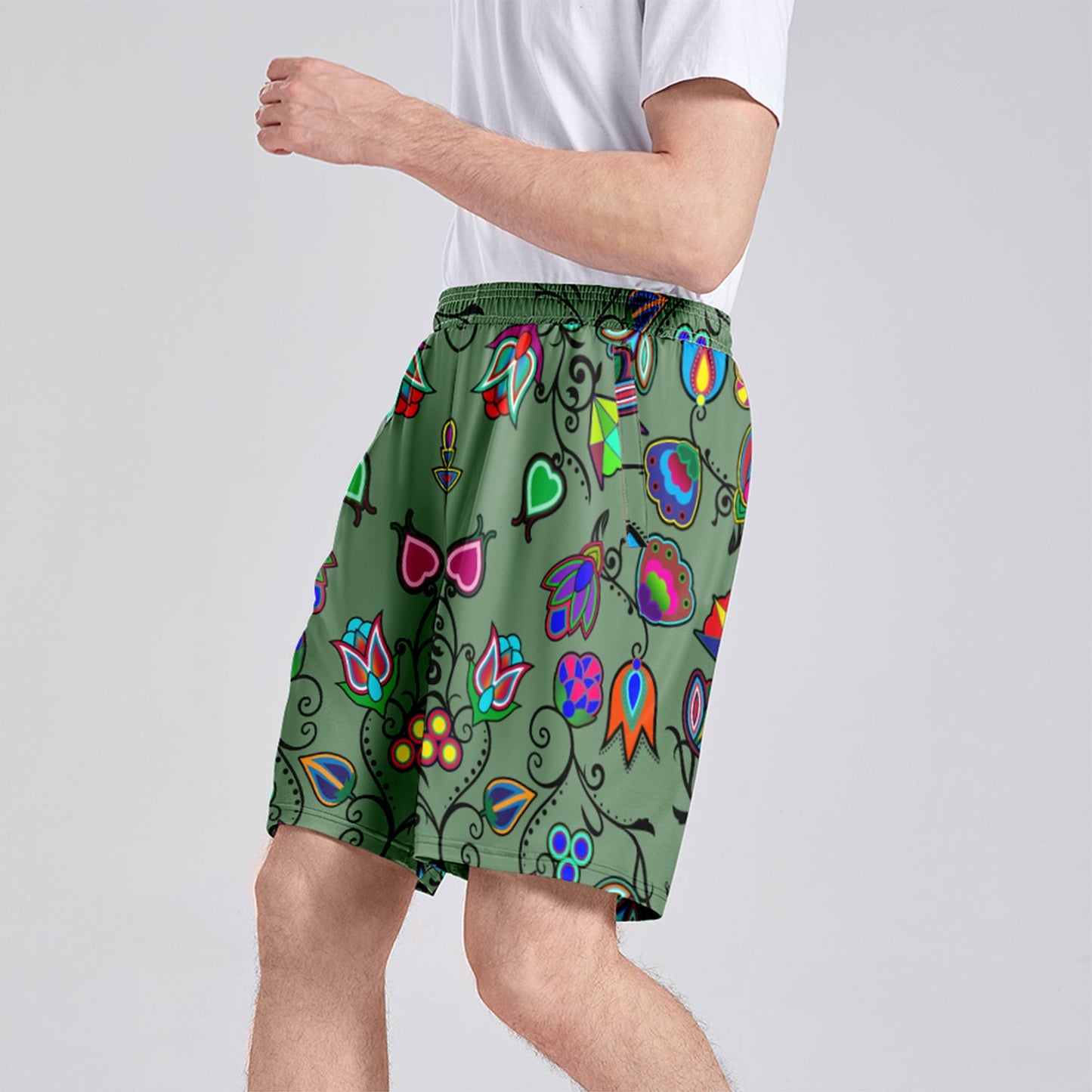 Indigenous Paisley Dark Sea Athletic Shorts with Pockets