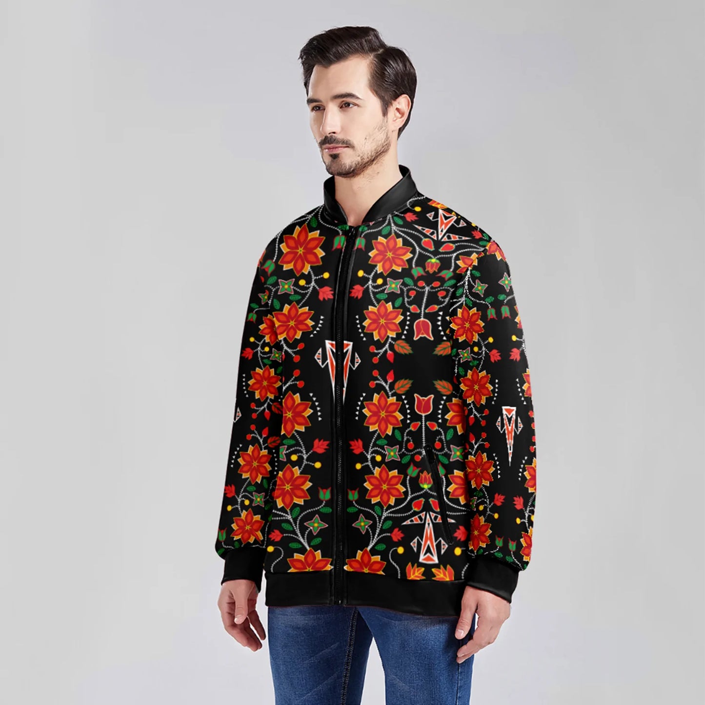 Floral Beadwork Six Bands Lightweight Jacket
