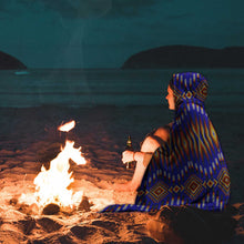 Load image into Gallery viewer, Fire Feather Blue Hooded Blanket
