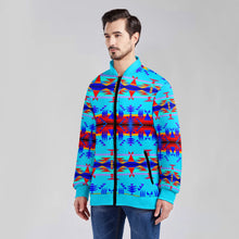 Load image into Gallery viewer, Between the Mountains Blue Zippered Collared Lightweight Jacket
