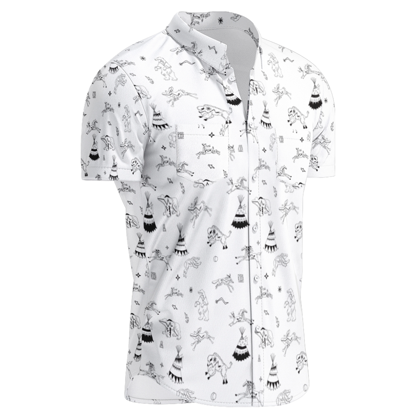 Ledger Dables White Hawaiian-Style Button Up Shirt