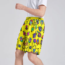 Load image into Gallery viewer, Indigenous Paisley Yellow Athletic Shorts with Pockets
