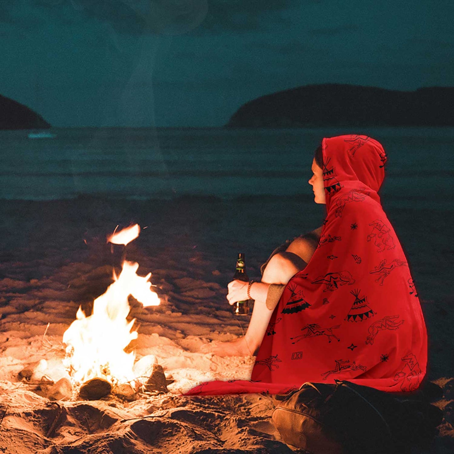 Ledger Dabbles Red Hooded Blanket