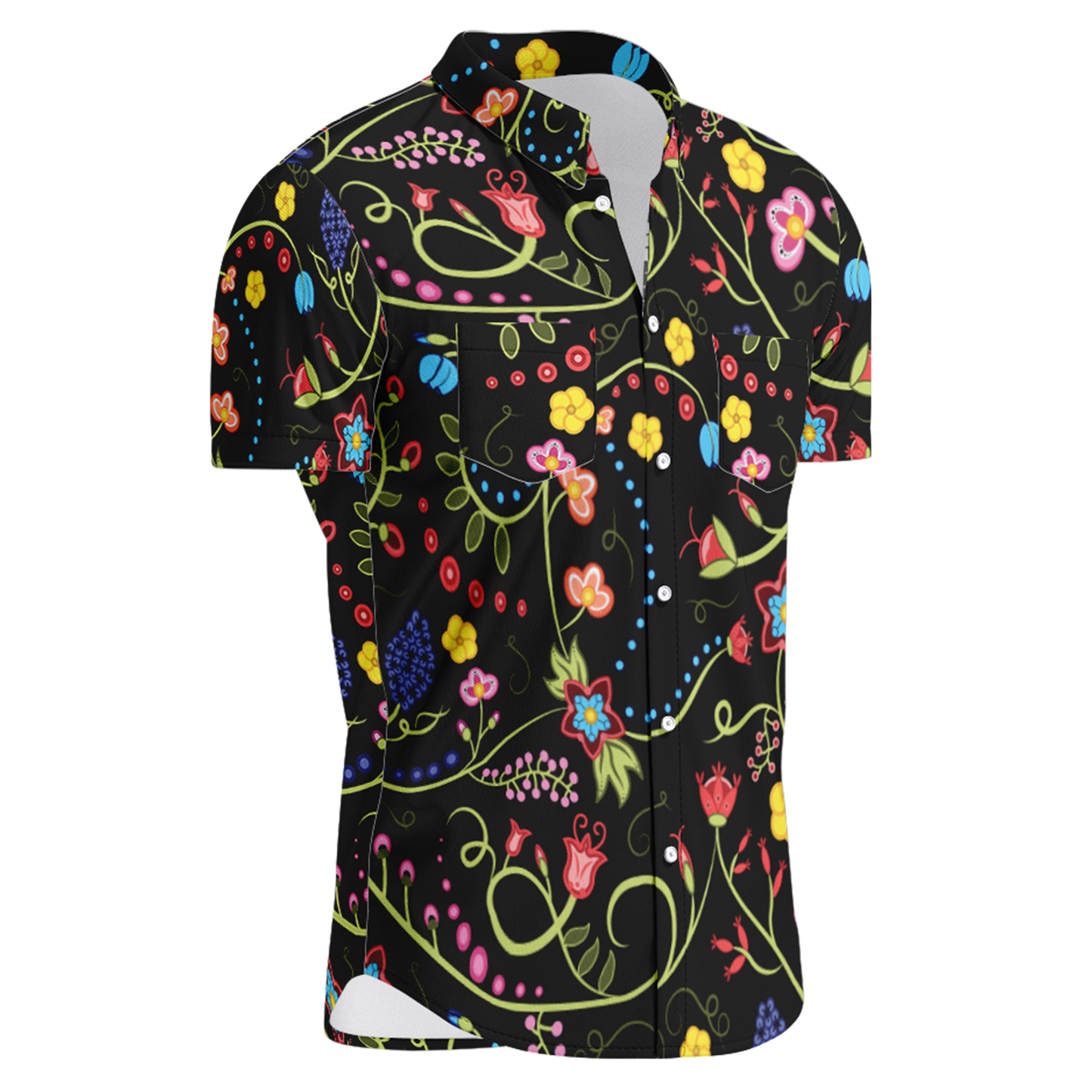 Fresh Fleur Midnight Hawaiian-Style Button Up Shirt